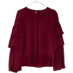 Madewell Ruffle Sleeve Silk Top
